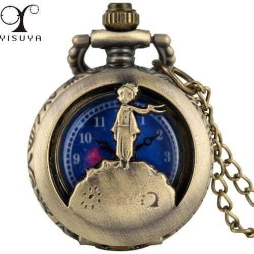 Mini Size Little Prince Theme Starry Sky Display Necklace Watch Hot Fashion Children Pendant Clock Birthday Gifts