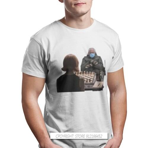 Sander Vs The Queens Gambit TShirt For Male Bernie Sanders Inauguration Mittens Meme Camisetas T Shirt Homme Loose