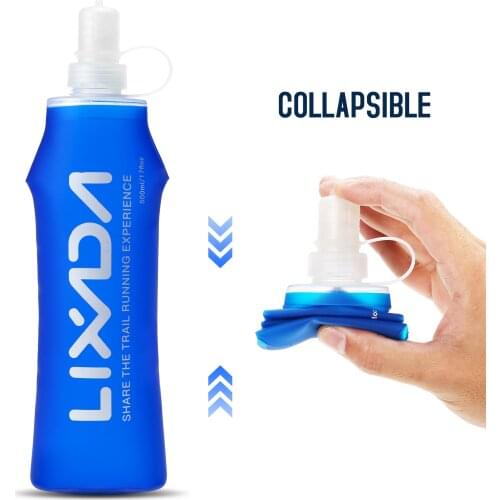 Lixada Soft Bottle Portable Folding BPA Free Hydration Water Bottle TPU Soft Water Bottle for Outdoor Running Hiking Cycling
