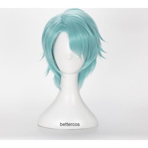 Mystic Messenger V Cosplay Wigs Short Mint Green Heat Resistant Synthetic Hair Wig + Wig Cap