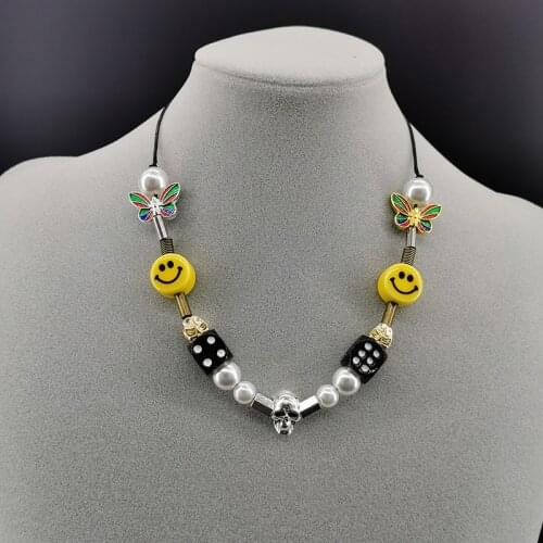 New 2020 Style Charm Mens Hip-hop Rock Necklace Skull Smiley Face Neutral Copper Zinc Alloy DIY Necklace Jewelry