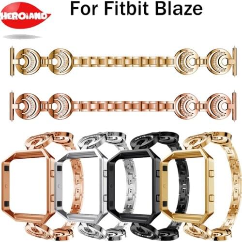 New high quality watchband Fashion Crescent Type Crystal Metal Watch Band Wrist Strap bracelet For Fitbit Blaze With Rhinestone