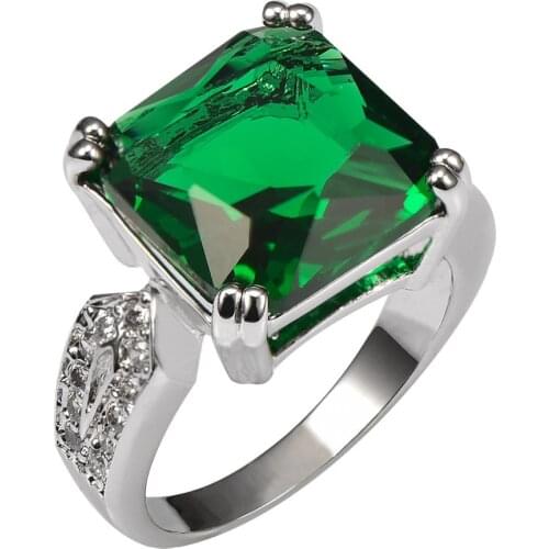 Huge Simulated Emerald 925 Sterling Silver Ring Factory Price For Women and Men Size 6 7 8 9 10 11 F1521