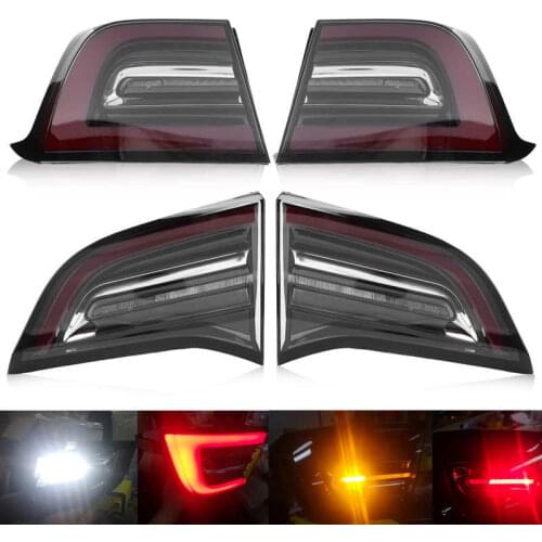 Pair Tail Lights Assembly Automobile Modification LED Smoke Lens Fit for TESLA MODEL 3 MODEL Y 2017-2021