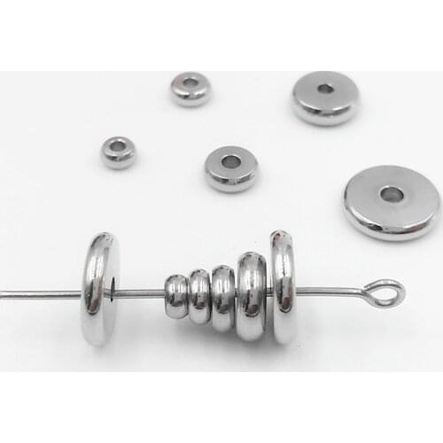 100pcs 4-10mm Stainless Steel Flat Bead Ring End Beads For Bracelet Necklace DIY Jewelry Finding