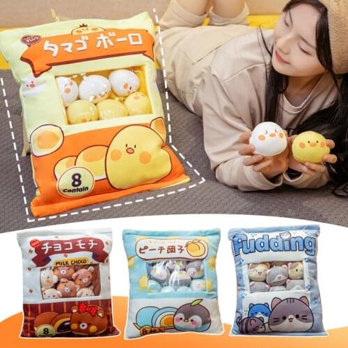 A Bag Puff And Candy Snack Pudding Pillow 8pcs Mini Candy Doll Toys In A Zip Bag Cushion Sofa Cushion Creative Kid Birthday Gift