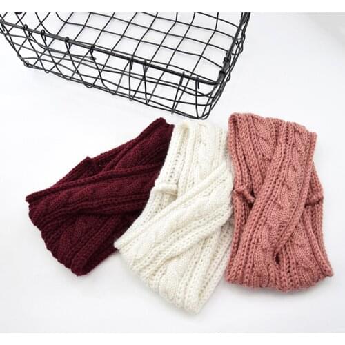 2021 Winter Warmer Ear Knitted Headband Turban for Women Crochet Knot WideStretch Solid Hairband Headwrap Hair Accessories