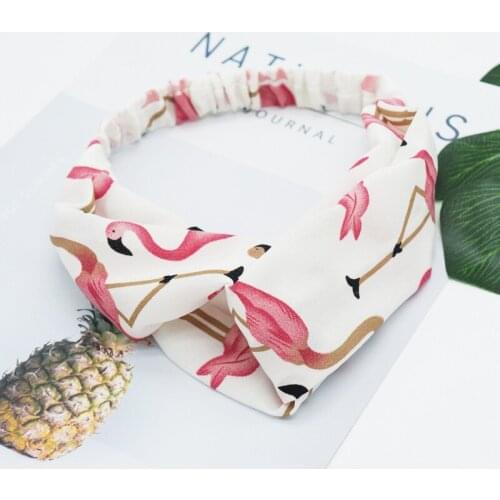 2018 Spring Flamingo headband Fashion Retro Women Headbands Cross Turban Bandage HairBands Girls Hair Accessories Headwrap