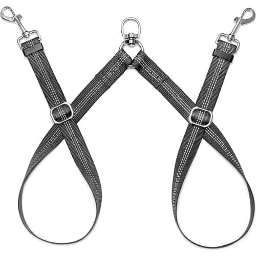 Double Dog Leash Splitter, Tangle Free Dual Dog Leash Coupler, Two Dog Walking and Training Extension for Small Medium