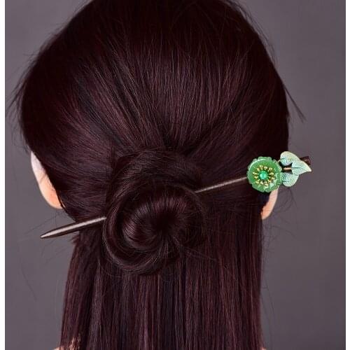 Retro Simplicity Qipao Hanfu Wooden Coloured Glaze Hair Sticks Ancient Costume Ethnic Style Hair Ornament All-matching