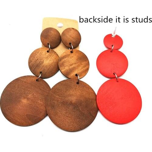 Natural Wood African Studs Wooden Earrings can mixed 7 colors