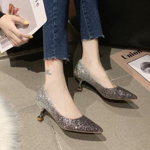 Shoes Women Heels High-heeled Heel Sequin Heel Dress Chaussure Femme Zapatos Mujer