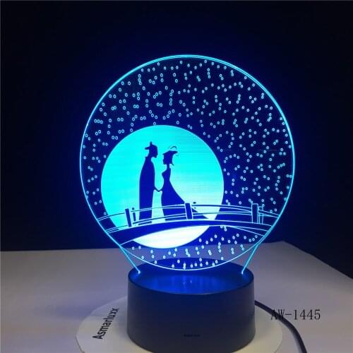 Unique Gifts Romantic Love Fairytale 3D Led Night Light 7 Color Change Novelty Table Lamp Home Decor Bedside LED Lamp AW-1445