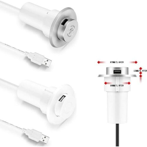 Pop-up In-Desk Slot USB 2.0 3 Ports Hub Splitter Adapter for Laptop PC Compute