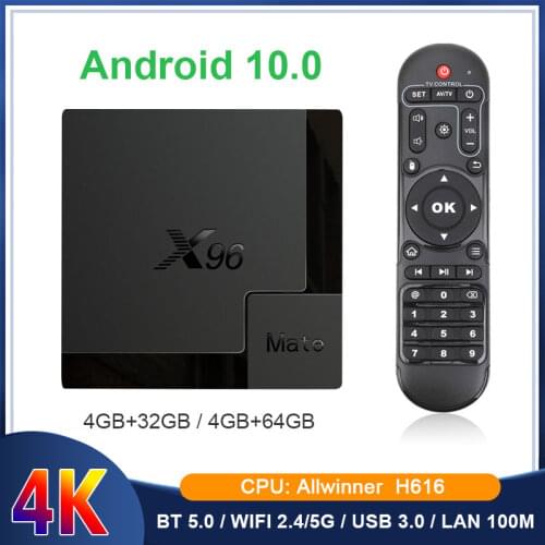 X96 Mate Android 10.0 TV BOX 4G 64GB 32GB Allwinner H616 Quad Core 2.4G/5G WiFi BT 5.0 Smart tv box 4K Media Player X96 Mate