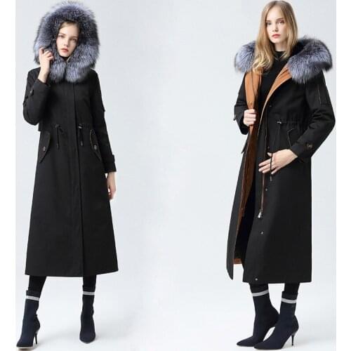 Rabbit Raccoon Collat Winter Coat Real Fur Parka for Women Clothes 2020 Z1801 YY242