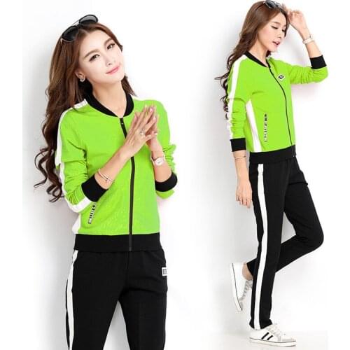 Women Sportswear Tracksuit Spring Autumn Loose Jacket Running Jogging Fitness Athletic gym Casual Set Sport Suit sweatshirt+pant