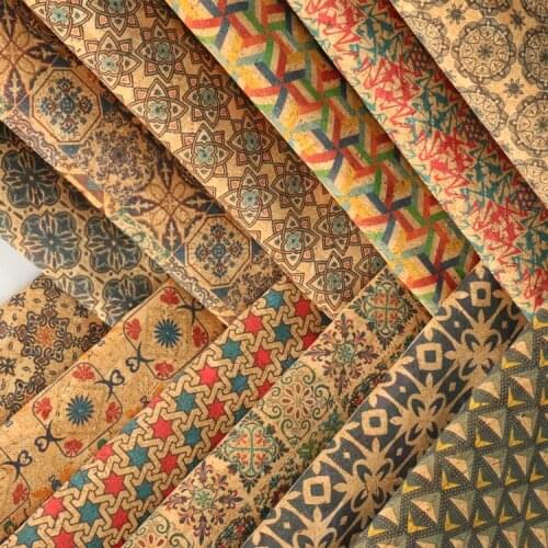 1m*135cm 0.5mm soft natural cork printing pu leather luggage bag wood grain decorative leather stationery box packaging leather