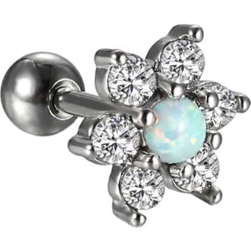 1Pc Hot Brand 1.2*6mm Hot Opal Zircon Earbone Piercing 16 Gauge Ball Ear Cartilage Piercing Jewelry Earrings Earrings Stud