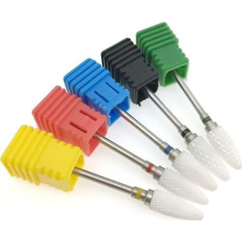 1pc ceramic corn nail drill cutter milling electric drill bit nail file remove acrylic nail gel polishing tool