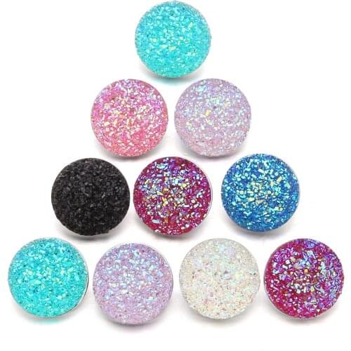10pcs/lot 6 colors Unisex 18mm Resin Sequins Snap Button DIY Jewelry For female leather Bracelet womens charm beads