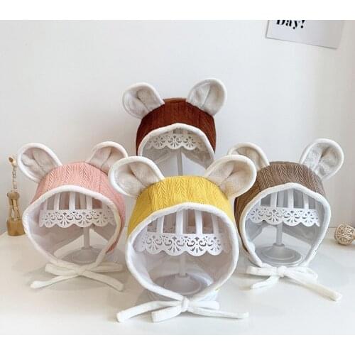2021 Cute Baby Hat Winter Warm Plush Knitted Ear Warmer Children Bunny Ears Hat Bonnet Boys Girls Cap Beanie Hats