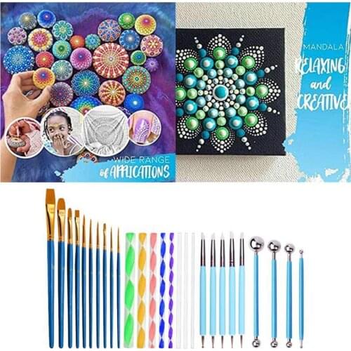 53PCS NEW Mandala Drawing Brushes Rock Stone Painting Dotting Tools Dot Painter Palette Set DIY drawing process Suit