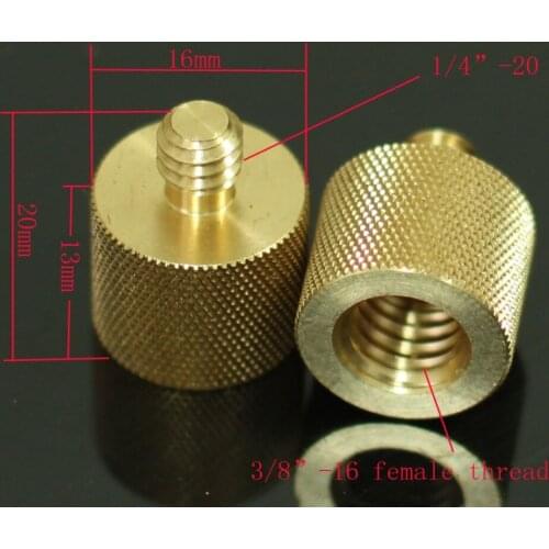 2pcs 3/8" 16 Female to 1/4"-20 male thread adaptor for tripod camera light stand