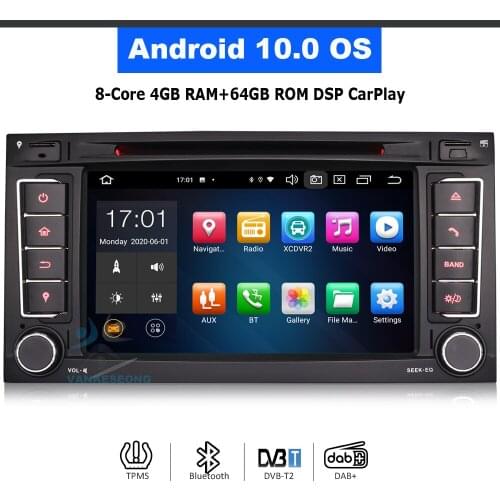 7" Android 10.0 Car DVD Multimedia Play Navigation for VW T5 Multivan TOUAREG 2004-2010 DSP CarPlay & Auto GPS TPMS DAB+ 4G 64G