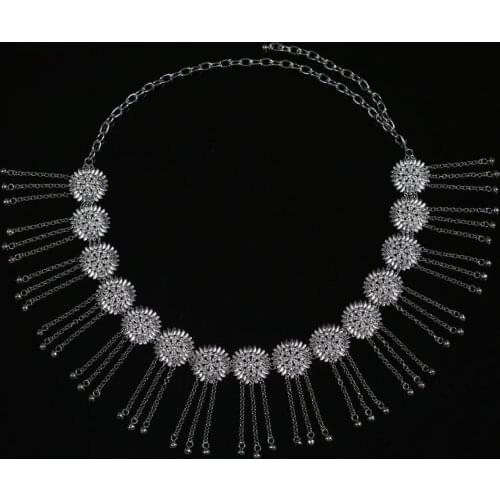 Bohemia Silver Colour Carving Patterns Pendant Waist Chain For Women Fashion Jewelry Belt Belly Dance Chains Party Gift Jewelry