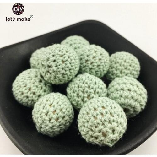 Lets make Crochet Beads 16mm 10pcs Wooden Teether BPA Free Diy Baby Nursing Teething Necklace Beads Handmade Baby Teether