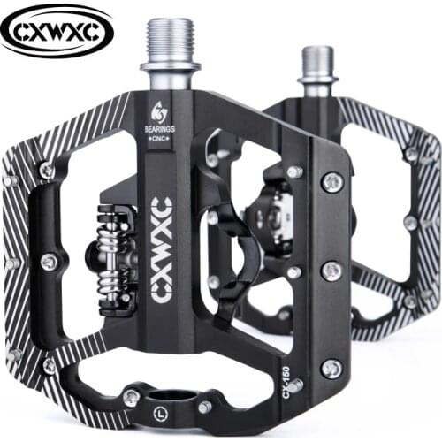 CXWXC Clipless Mtb Pedals Flat Bicycle Pedals Dual Function 3 Sealed Bearings SPD Cleats Bike Pedals Bmx Pedals For Bicycle