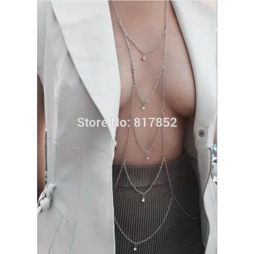 FashionStyle WRB78Women Silver Plated Chains Silver Rhinestone Beads Chains Layers Sexy Bikini Chains Jewelry 2 Colors