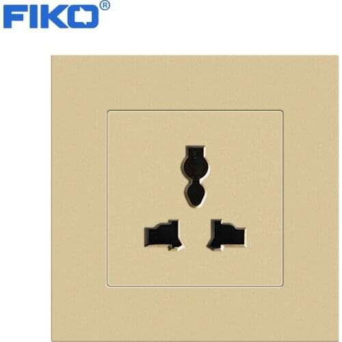 FIKO 13A UK Universal standard 86mm*86mm Gold PC panel wall socket wall electronic socket , UK family hotel Power Socket