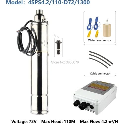 Deep well solar submersible brushless motor pump system for farm dc irrigation 4SPS4.2/110-D72/1300