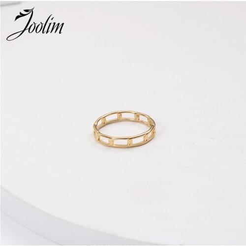 Joolim High End 18K Gold PVD Fashion Chain Combination Fold Wear Rings for Women Stainless Steel Jewelry Wholesale
