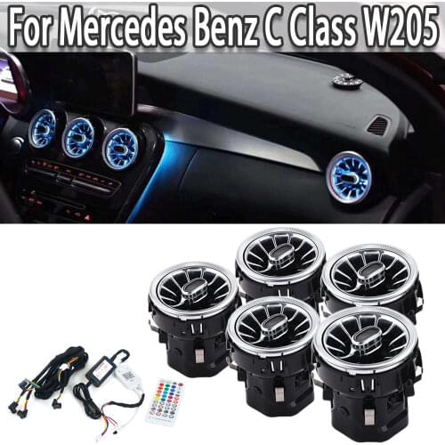 K-Car Interior Front Console Air Condition Replace AC Vent Outlet Turbo Style With Light For Mercedes Benz C Class W205 2015-18