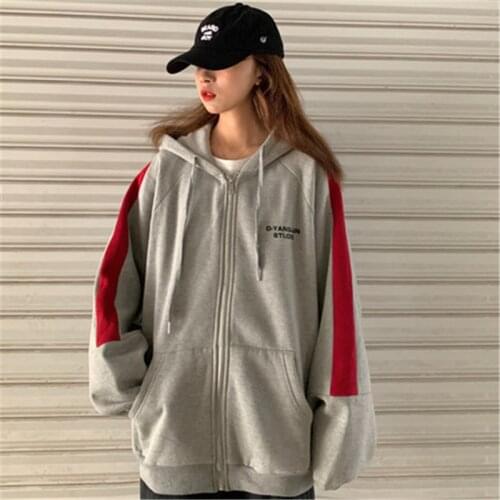 Spring and autumn fashion plus size cardigan with hood zipper sweater loose trend