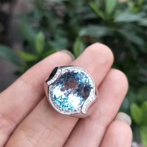 Natural And Real Topaz Man ring 925 sterling silver Wholesales Fine jewelry Man ring 12*14mm gem