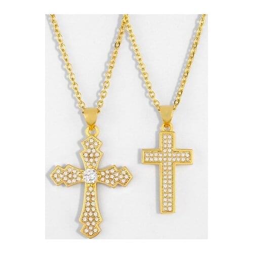 Cross multicolor micro pave cz zircon cubic zirconia necklace copper Clavicle gold plated Snake Chain Choker Pendant hyrt45