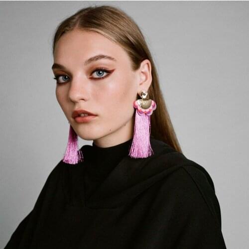 Hot Sale Fashion Statement Tassel Drop Earrings for Women Bohemian Multi Color Fringed Gift Dangle Long Earrings Charm