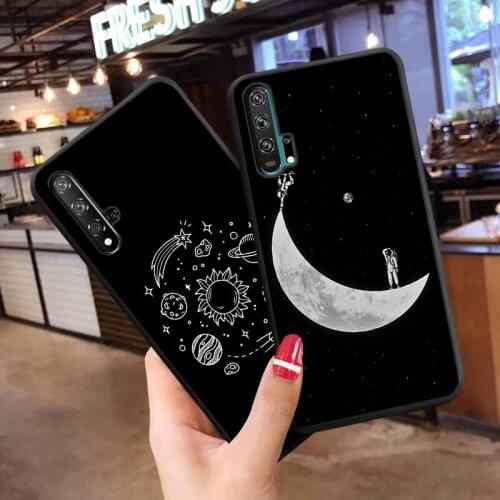 Cute Planet Space Moon Star black TPU soft phone case for Huawei P20 Pro P30Lite P30Pro P40Lite P40Pro cover