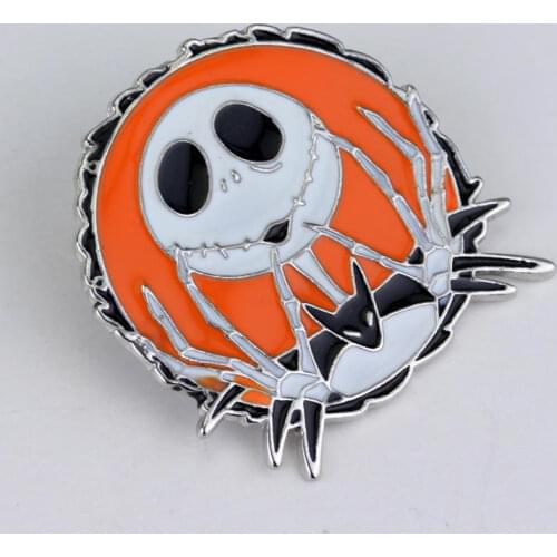 Fashion Jewelry The Nightmare Before Christmas Brooch Jack and Sally Skull Exquisite Brooch Pin Punk Lover Halloween Gifts