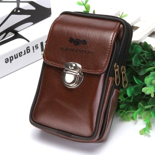 Bycobecy 2020 PU Leather Waterproof Cigarettes Packs On The Belt Multi-function Outdoor Purse Phone Coin Key Small Men Waist Bag