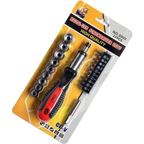 Ratchet Screwdriver Set with Magnetic Bits AD Slotted Phillips With 5-13mm Electric Drill Socket