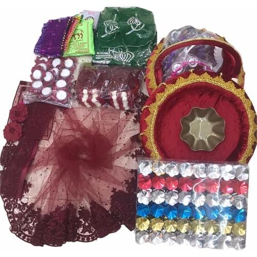 Henna Night Supplies Henna Set Claret Red Color Henna Night Set Special Claret Red Veil 167 Piece Bridal Veil with full Set