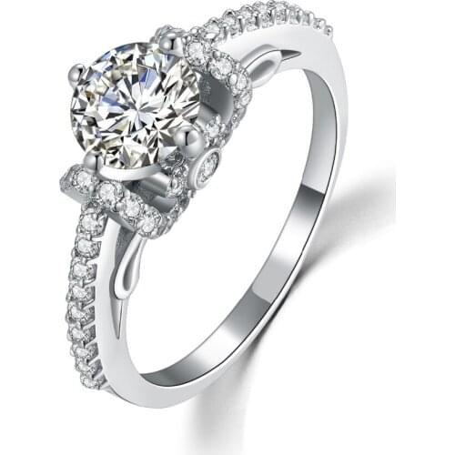 New Design 1Ct Engagement Ring Solid 925 Sterling Silver Proposal Ring White Gold Color New Arrival Jewelry