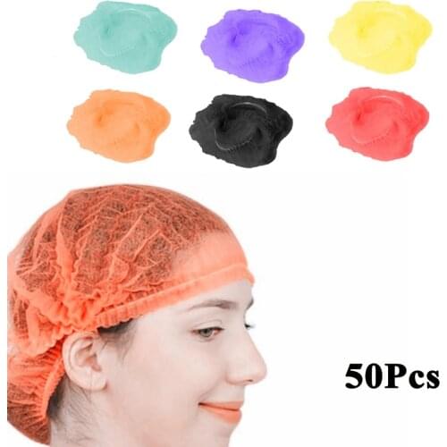 50pcs Disposable Non-woven Hair Shower Cap Bath Caps Makeup Hat Spa Hair Salon Beauty Accessories Cooking Hair Protection