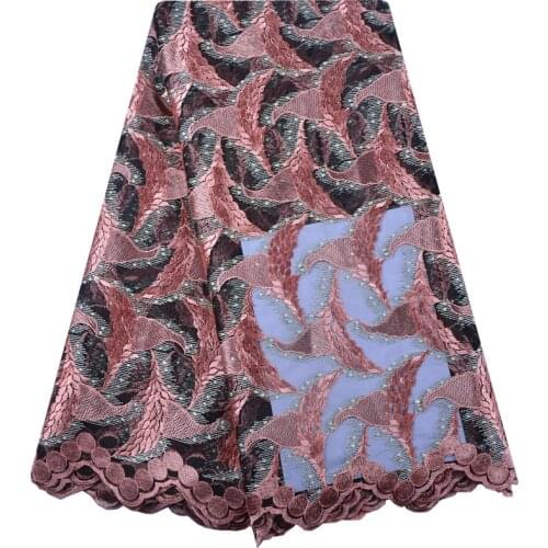 Dubai Wholesale High Quality Latest Mesh African Lace Fabrics Peach Color French Textile Lace Fabric For Garment Dress F1341