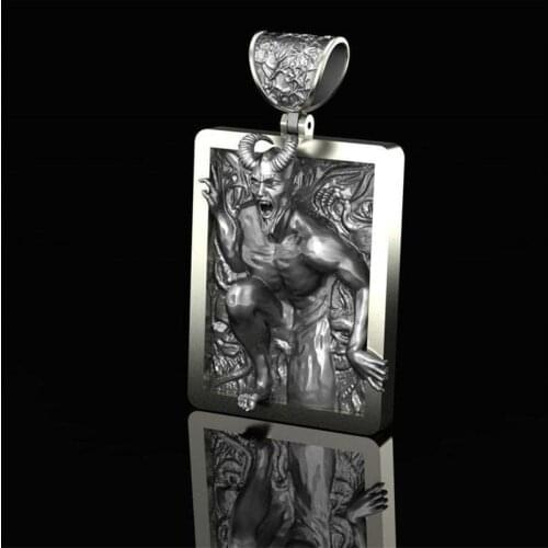 Mens Punk Satan Demon Portrait Necklace Fashion Cool Handsome Hip Hop Rock Party Gift